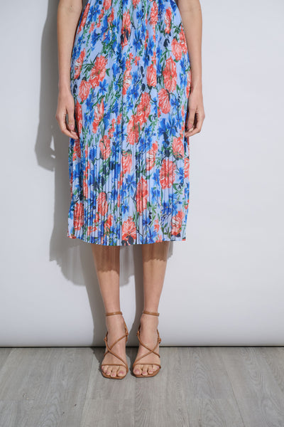 Floral Halter Pleated Midi Dress Image 4