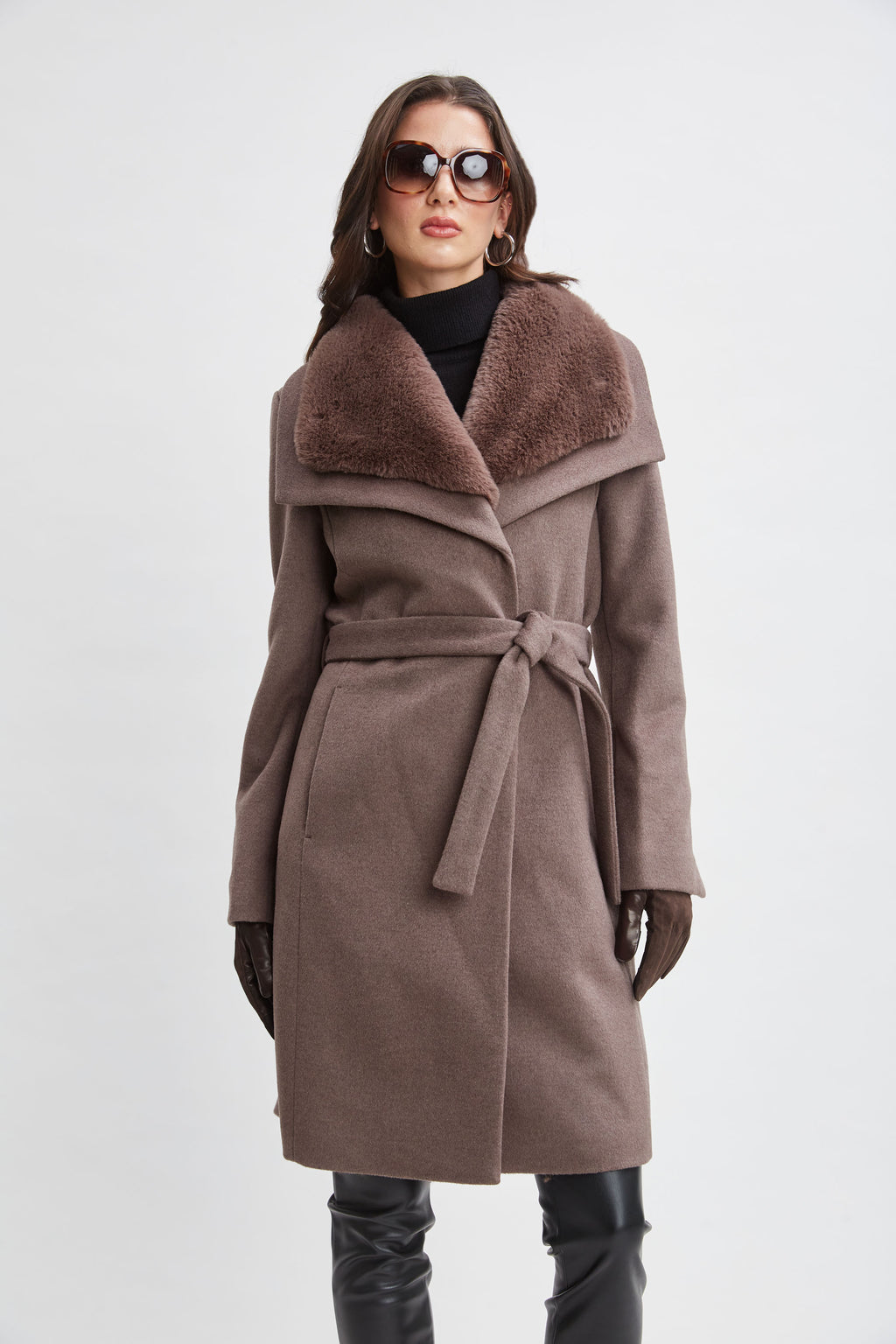 T tahari faux fur coat hotsell