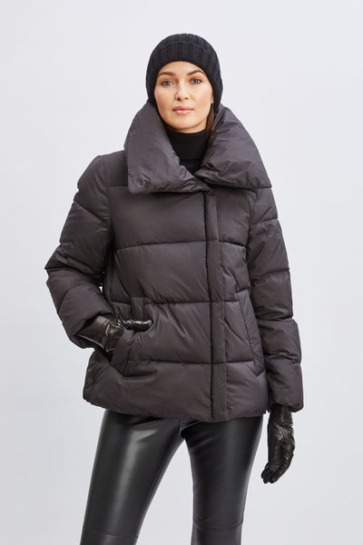 Tahari Asymmetric Short Puffer Coat Image 1