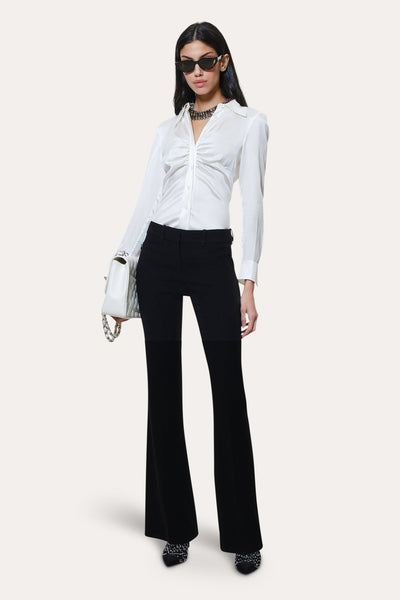 Anya Silk Charmeuse Ruched Shirt