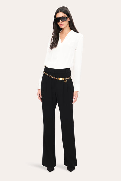 Silk Contour Neck Rib Trim Shirt