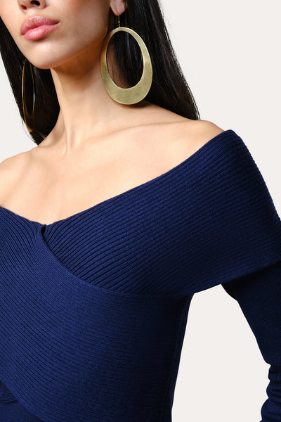 Off-Shoulder Knitted Dress Image 3