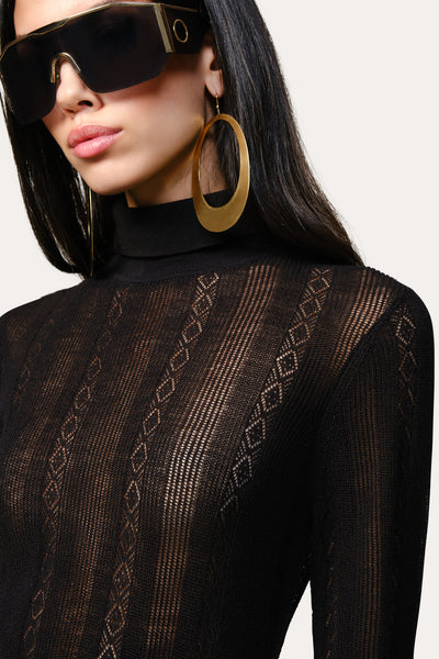 Silk Pointelle Turtleneck Sweater Image 3