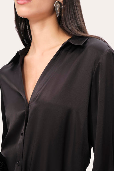 Silk Satin Button Down Shirt Image 3
