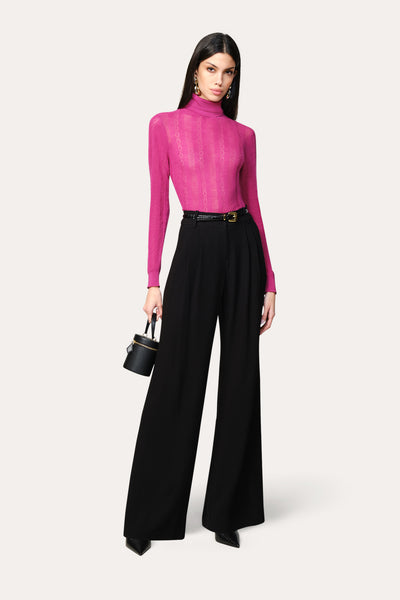 Silk Pointelle Turtleneck Sweater