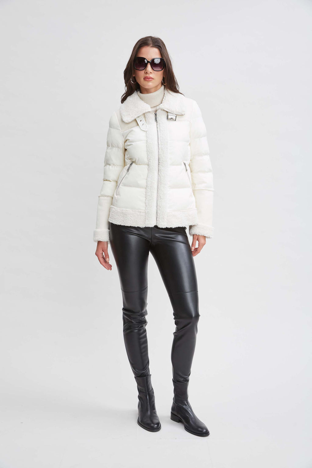 Tahari Faux Shearling Puffer Coat Elie Tahari