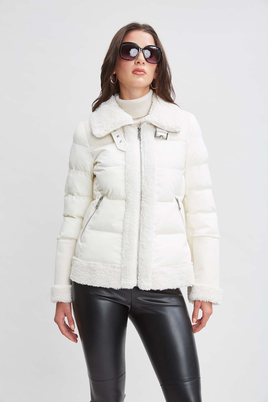 Tahari Faux Shearling Puffer Coat Elie Tahari