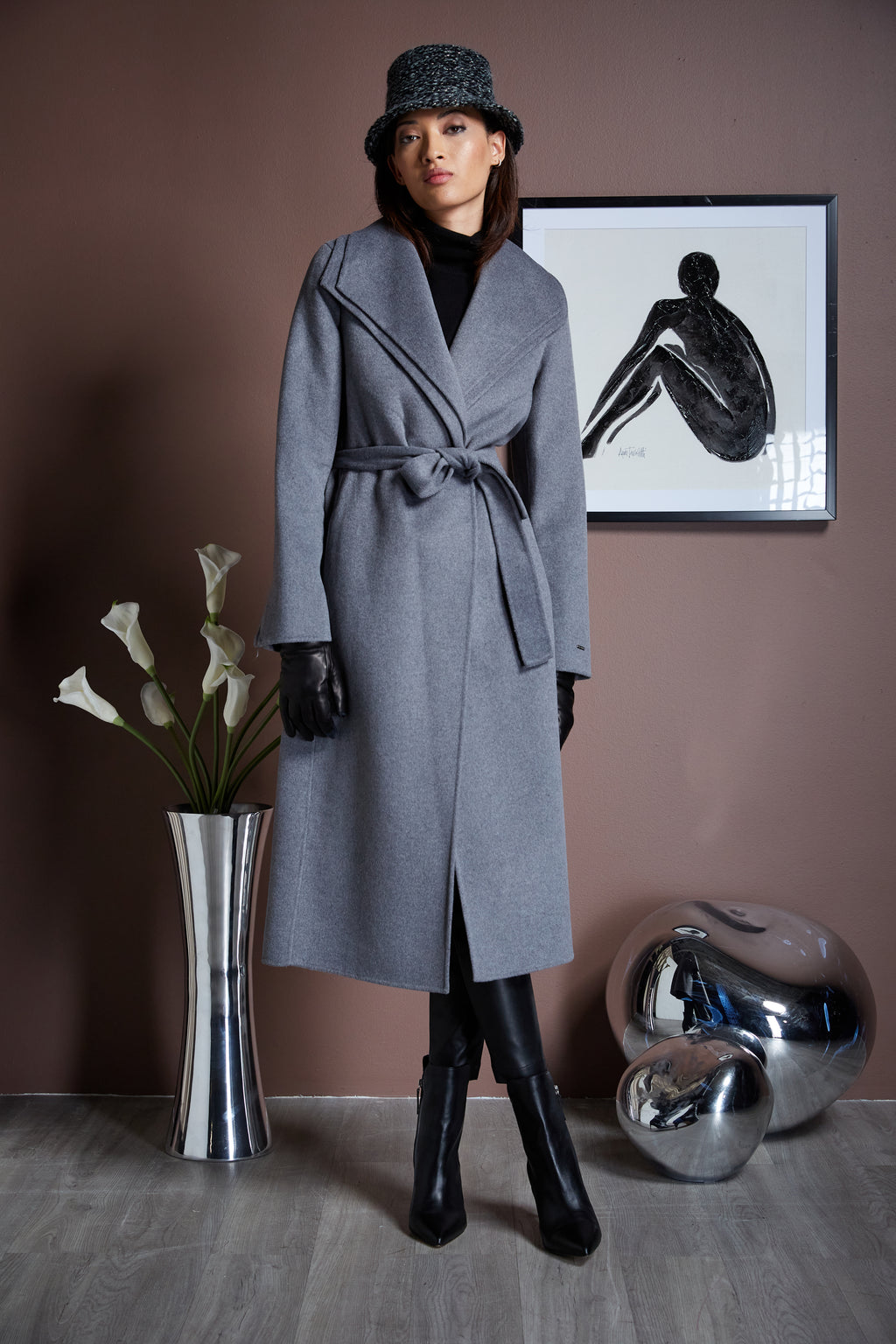 Tahari Long Double Face Wool Blend Wrap Coat – Elie Tahari