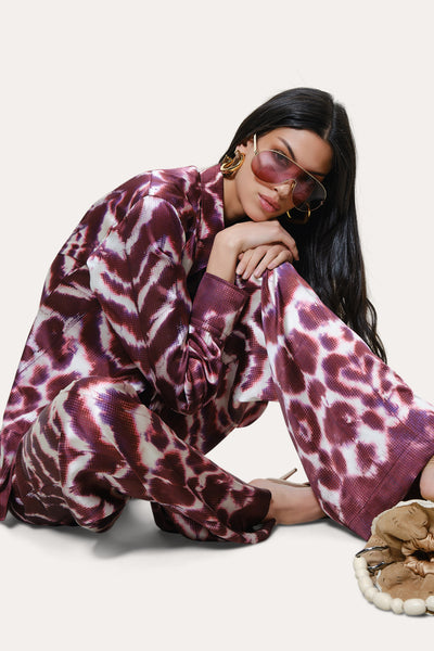 Lila Ikat Silk Button Down