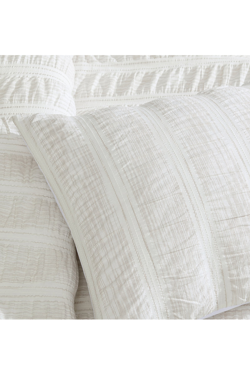 Tahari Seersucker Stripe Cotton 3 Peice Comforter Set, Full/Queen