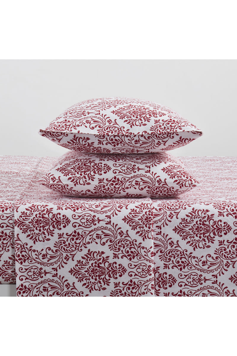 Tahari Damask Cotton Flannel 4 Piece Sheet Set, Full