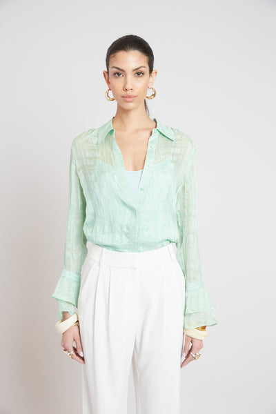 Silk Plaid Jacquard Shirt Image 1