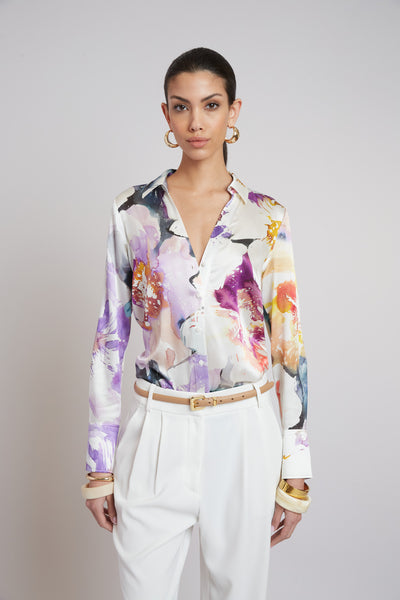 Silk Satin Bloom Shirt Image 1