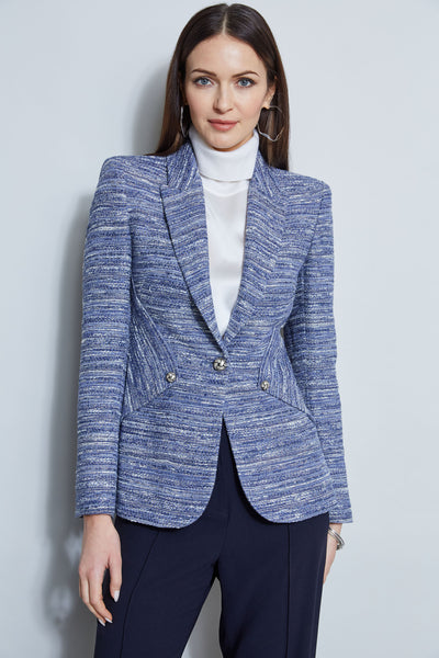 Tweed Panel Single Button Blazer Image 4