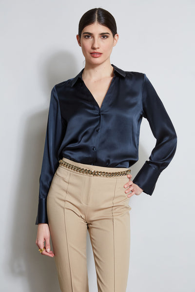 Silk Satin Button Down Shirt - HOLD Image 1