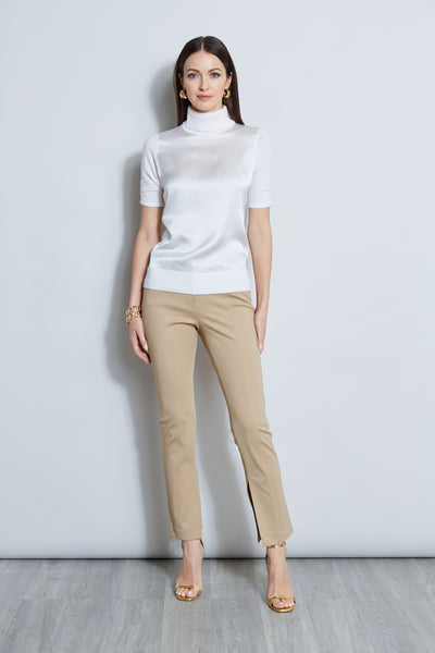 Short Sleeve Satin Front Sweater Image 2