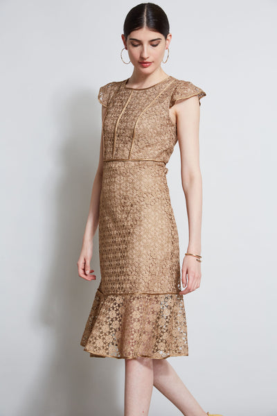 Lace Flutter Sleeve Dress Image 4