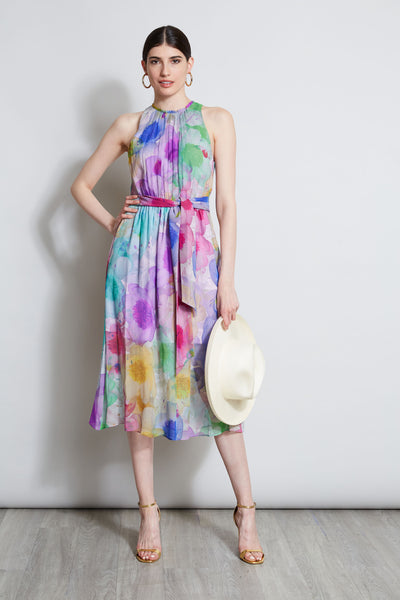 Pigment Floral Silk Chiffon Halter Dress Image 1