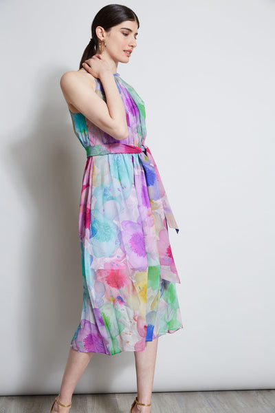 Pigment Floral Silk Chiffon Halter Dress Image 4