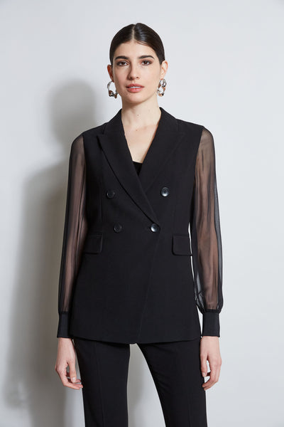 Double Breasted Chiffon Sleeve Blazer Image 1