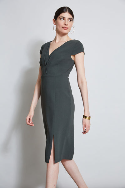 V-Neck Crepe Dress Image 3