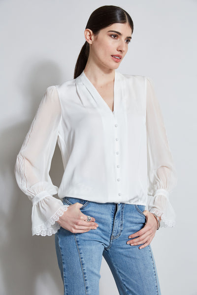 Embroidered Sleeve Blouson Shirt Image 1