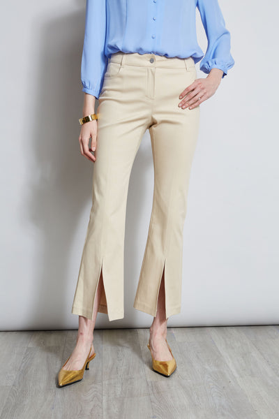 Cropped Denim Canvas Slit Pant Image 4