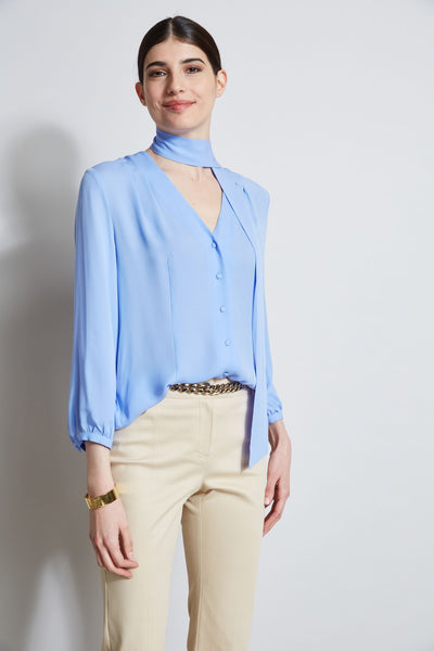 Silk Tie Button Shirt Image 3