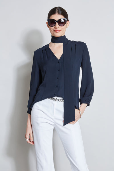 Silk Tie Button Shirt Image 5