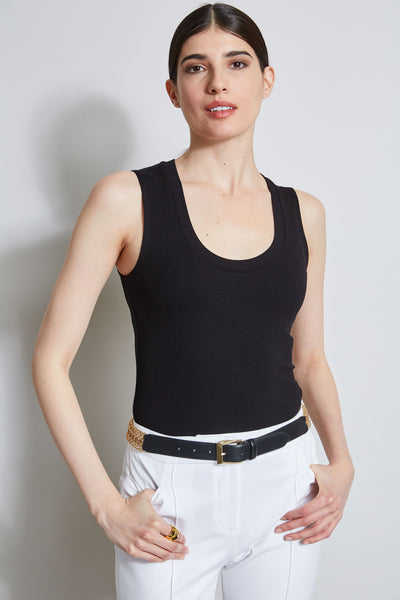 Rib Knit Scoop Tank Top Image 3