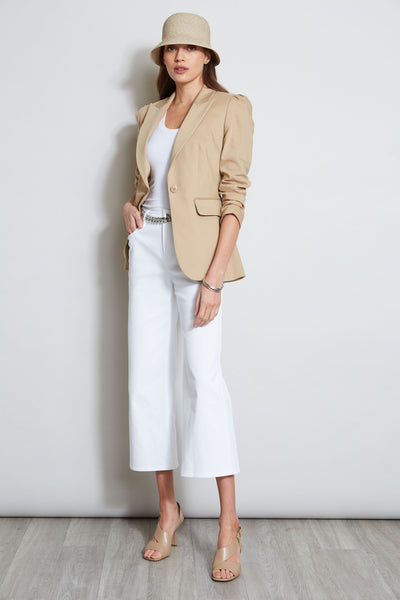 Pleat Shoulder Cotton Blazer Image 5