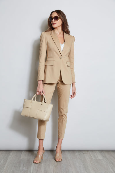 Pleat Shoulder Cotton Blazer Image 3
