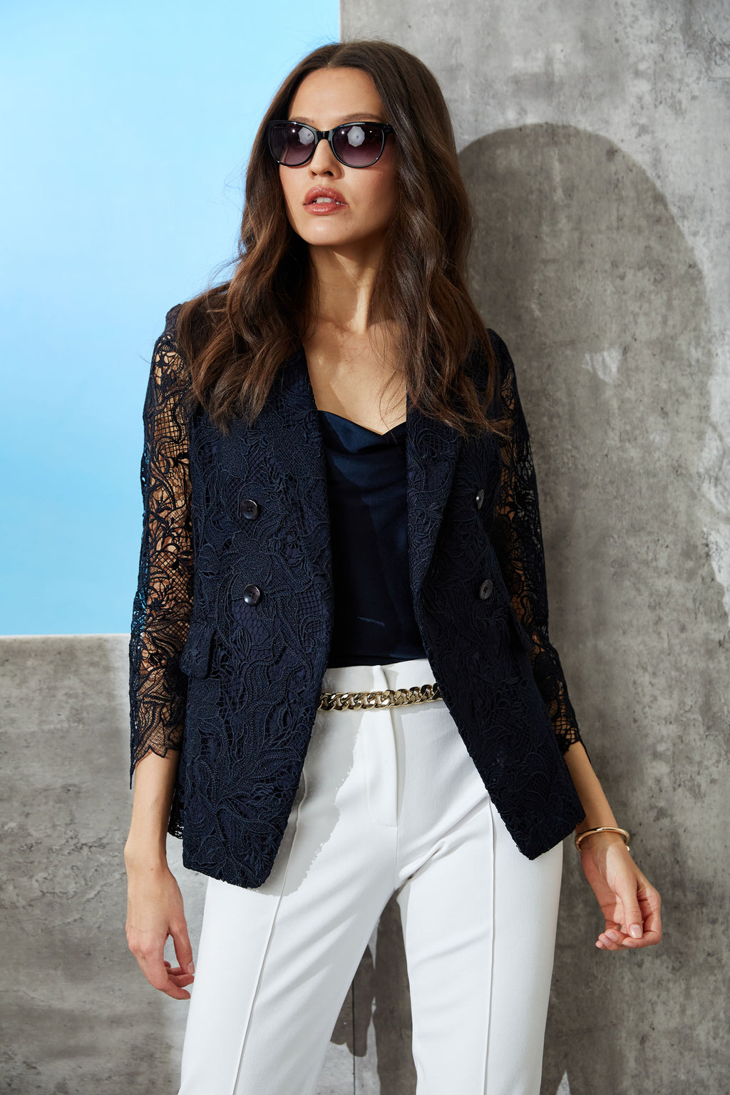 Lace blazer black cheap