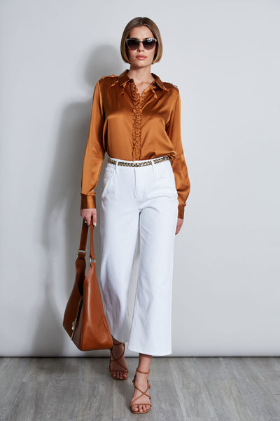 Chiffon Ruffle Silk Satin Shirt Image 6