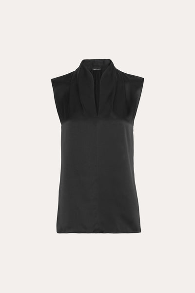 Sleeveless Silk Satin Contour Shirt Image 1