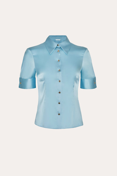 Sylvie Silk Charmeuse Short Sleeve Shirt