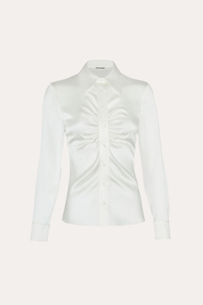 Anya Silk Charmeuse Ruched Shirt