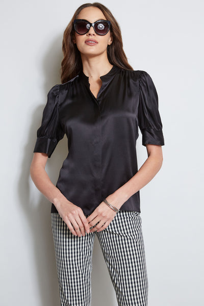 Silk Satin Ruched Sleeve Shirt Image 4