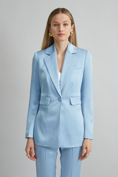 Satin Side Slit Blazer Image 1