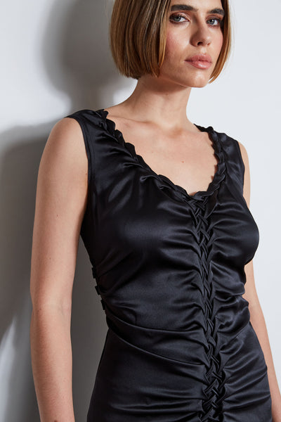 Silk Satin Braid Ruched Top Image 4