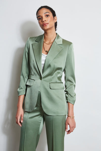 Satin Ruched Sleeve Blazer Image 1