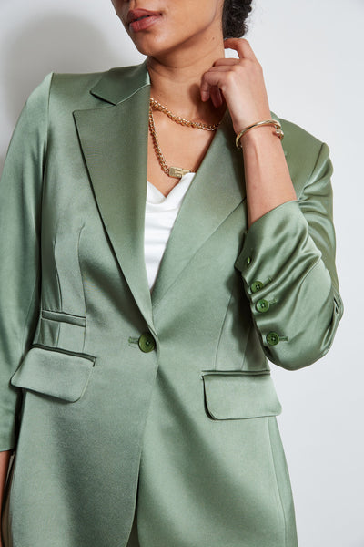Satin Ruched Sleeve Blazer Image 7