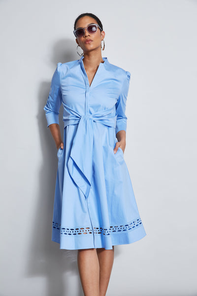 Tie Cotton Midi Dress Image 2