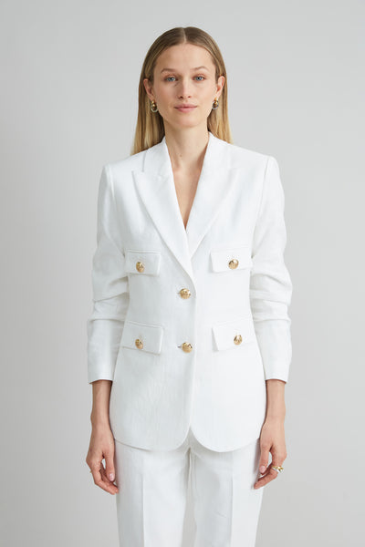 Linen Crest Button Blazer Image 1