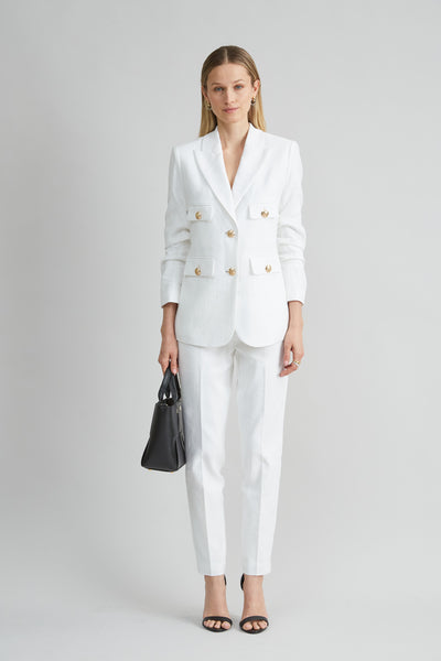 Linen Crest Button Blazer Image 4