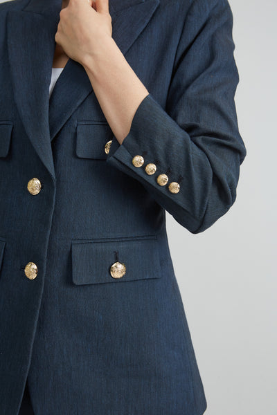 Linen Crest Button Blazer Image 3