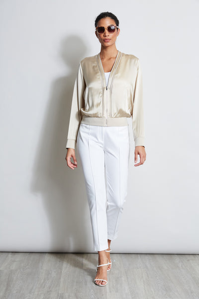 Silk Satin Bomber Jacket Image 3