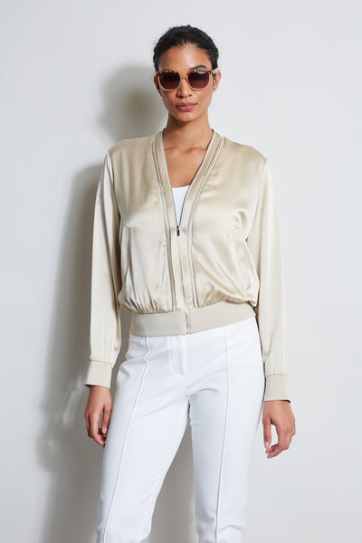 Silk Satin Bomber Jacket Image 1