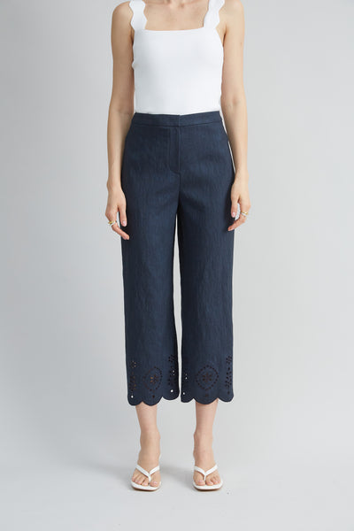 Linen Scallop Hem Pant Image 1