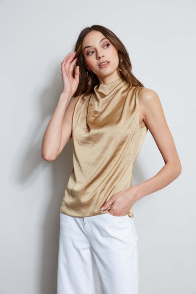 Satin Draped Neck Top Image 1